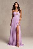 Lavanda Linha-A Sem Alças Vestidos Baile De Finalistas com fenda