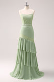 Vestido de Madrinha Chiffon Floral Verde com Renda