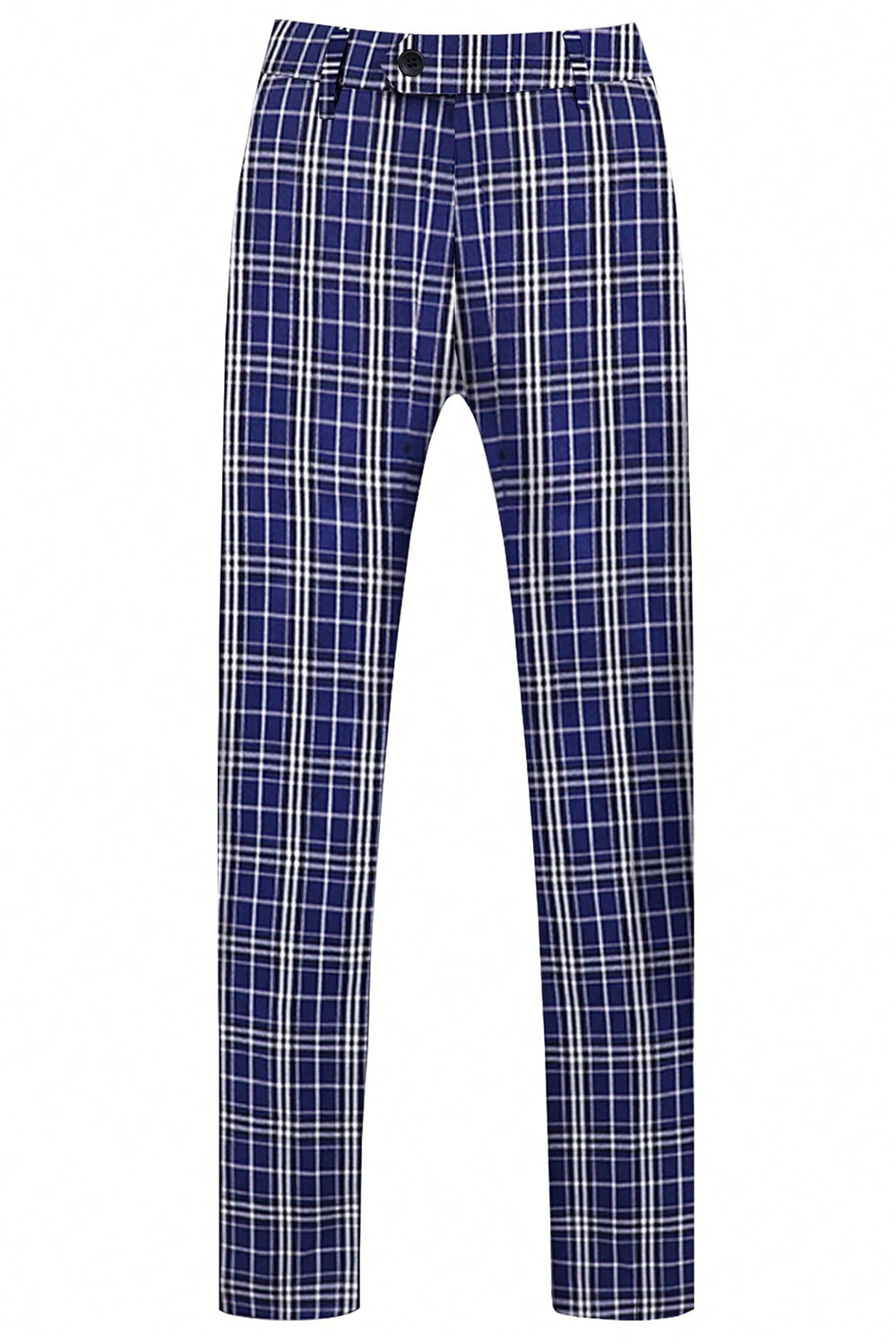 Royal Blue Plaid Peak Lapela Peito Duplo 2 Peças Terno Masculino