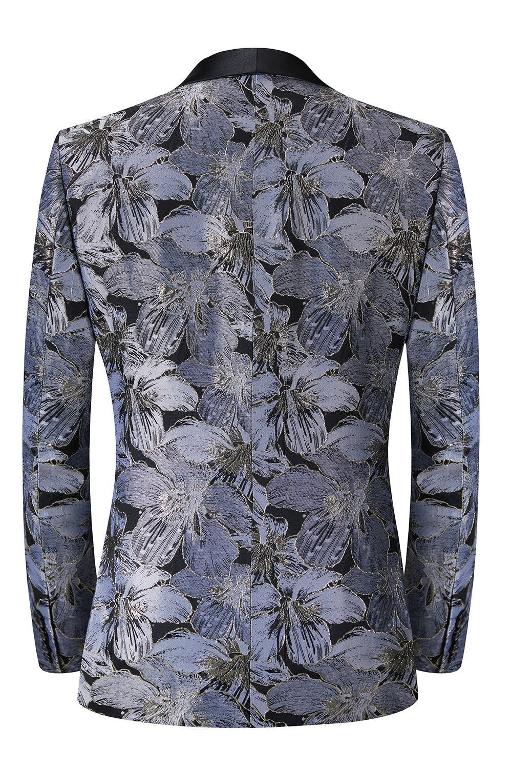 Cinzento Jacquard Xaile Lapela Masculino 2 Peças Ternos