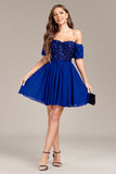 Sparkly Royal Blue Sequins Vestido Curto Homecoming