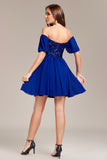 Sparkly Royal Blue Sequins Vestido Curto Homecoming