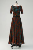 verde escuro floral veludo mãe do vestido de noiva com cinto