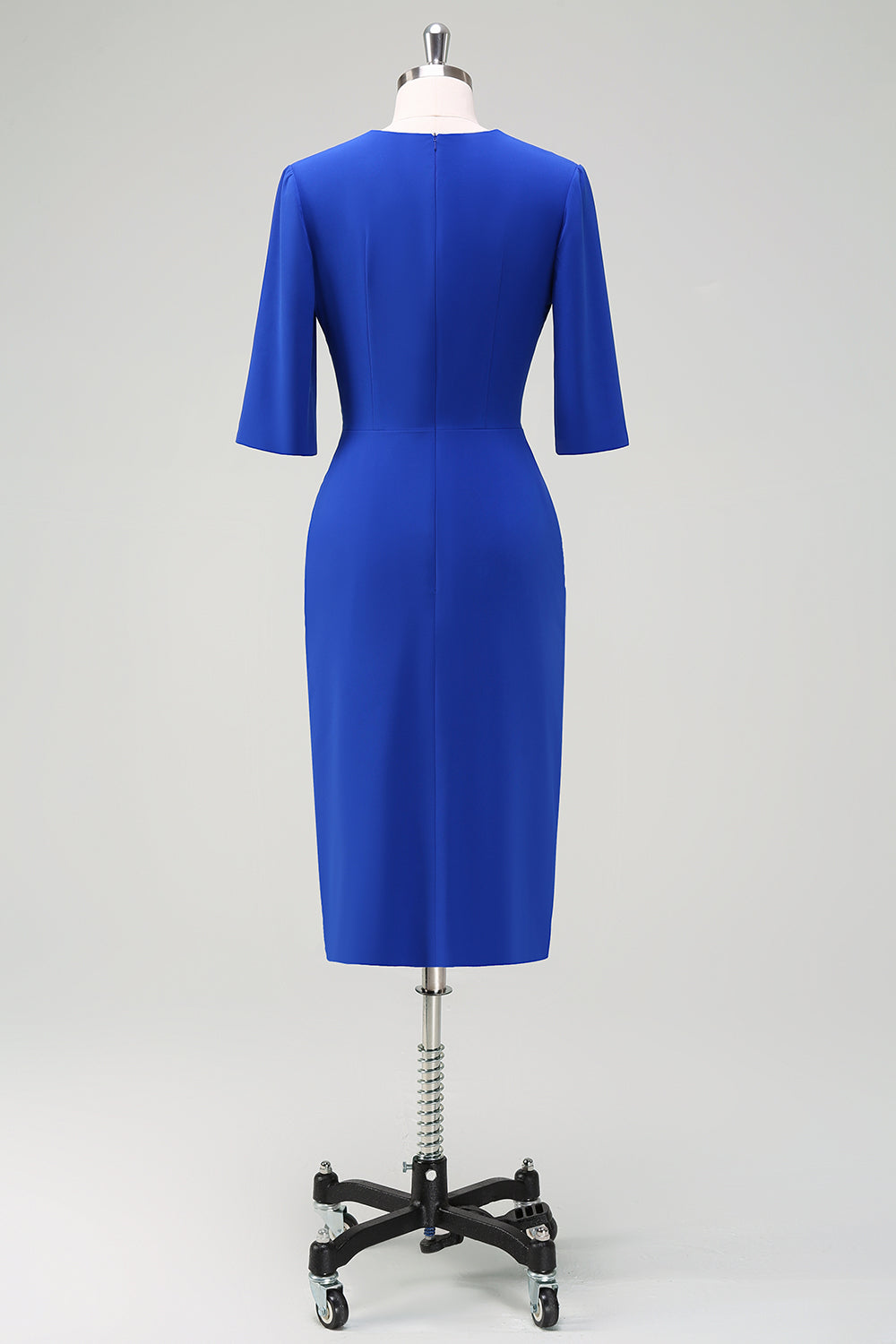 Royal Blue V-Neck plissado bodycon cocktail vestido de festa