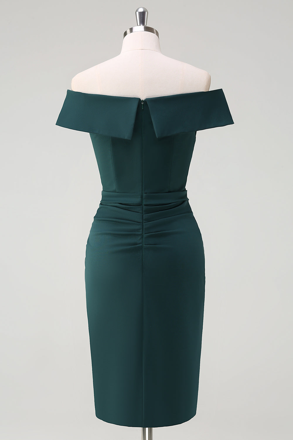 Verde escuro fora do ombro babado bodycon cocktail party dress