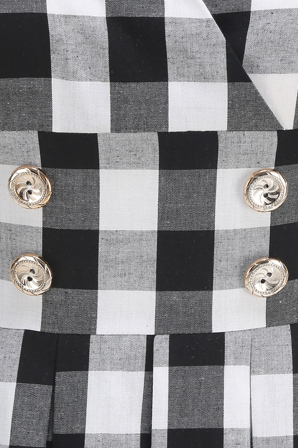 Preto V Neck Plaid Vintage 1950s Vestido