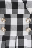Preto V Neck Plaid Vintage 1950s Vestido