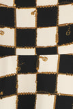 Black Grid Plaid Halter Vestido Vintage Curto dos anos 1950