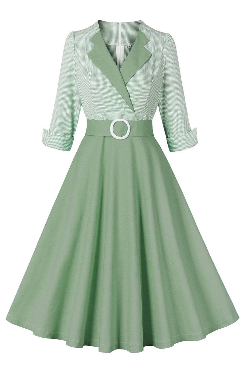 Vestido preto de lapel neck plaid vintage 1950