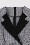 Vestido preto de lapel neck plaid vintage 1950