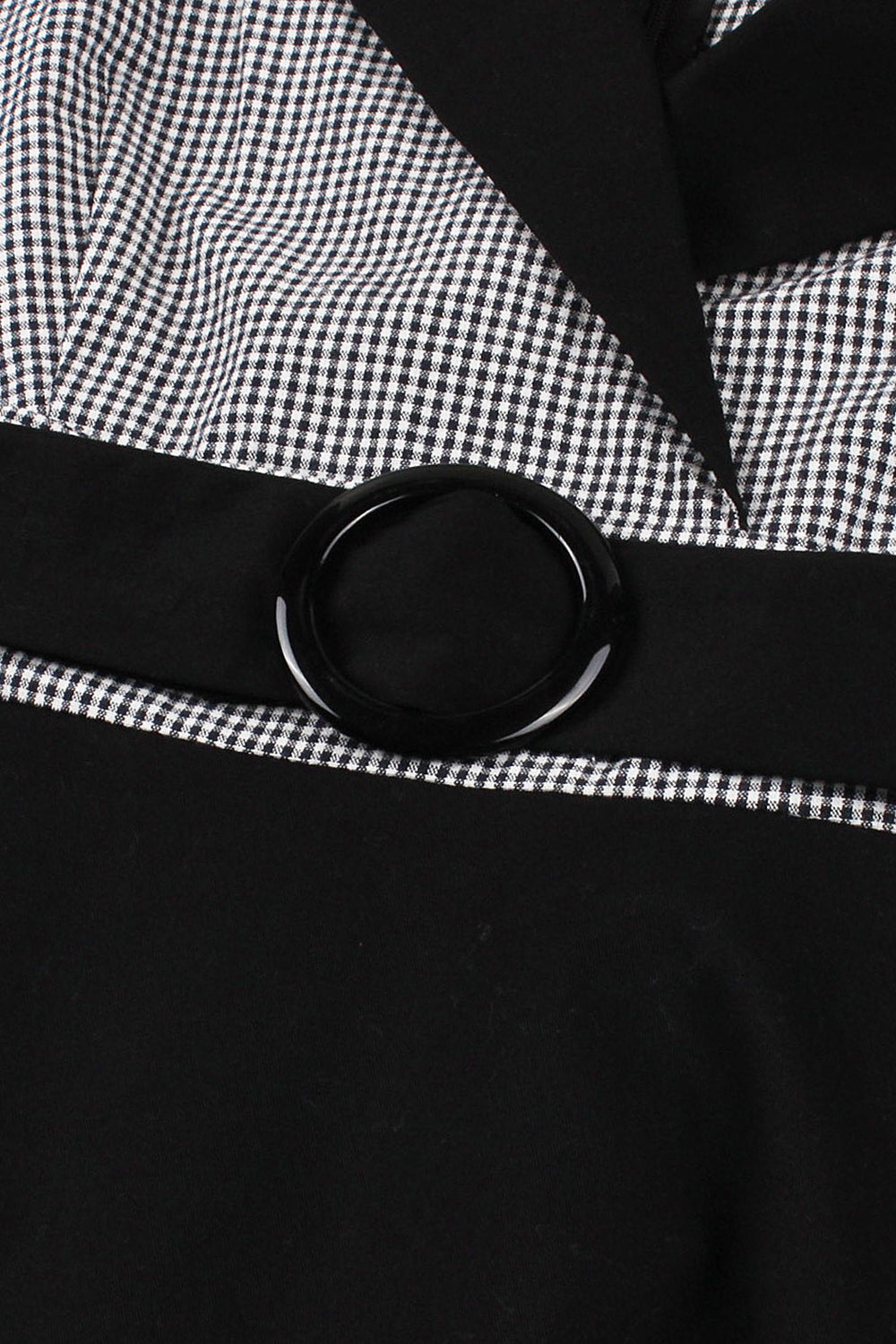 Vestido preto de lapel neck plaid vintage 1950