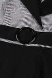 Vestido preto de lapel neck plaid vintage 1950