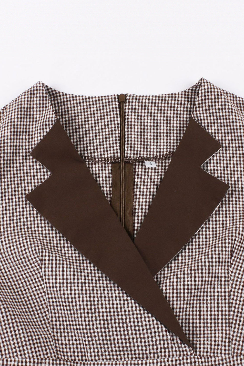Vestido preto de lapel neck plaid vintage 1950