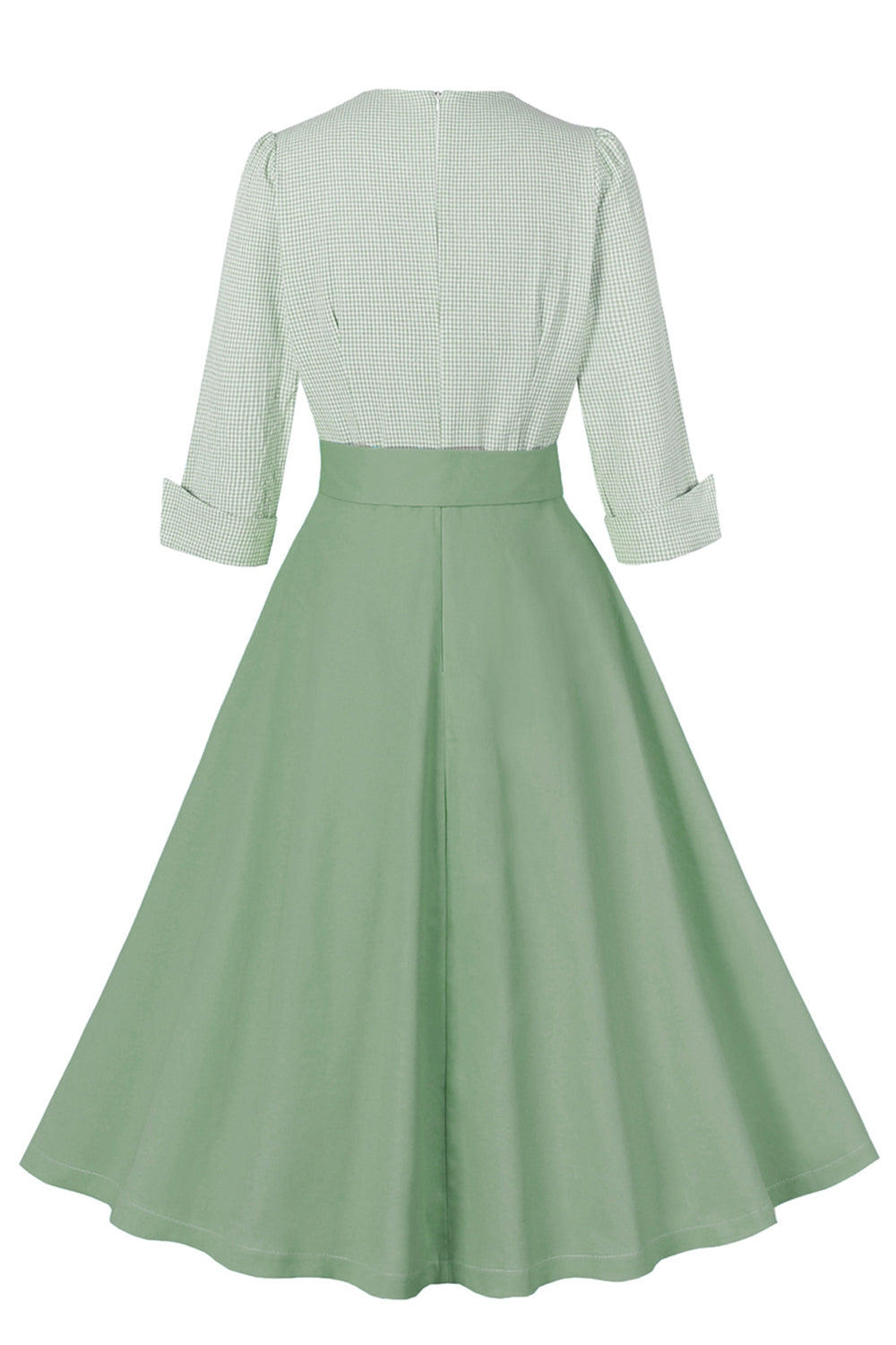 Vestido preto de lapel neck plaid vintage 1950