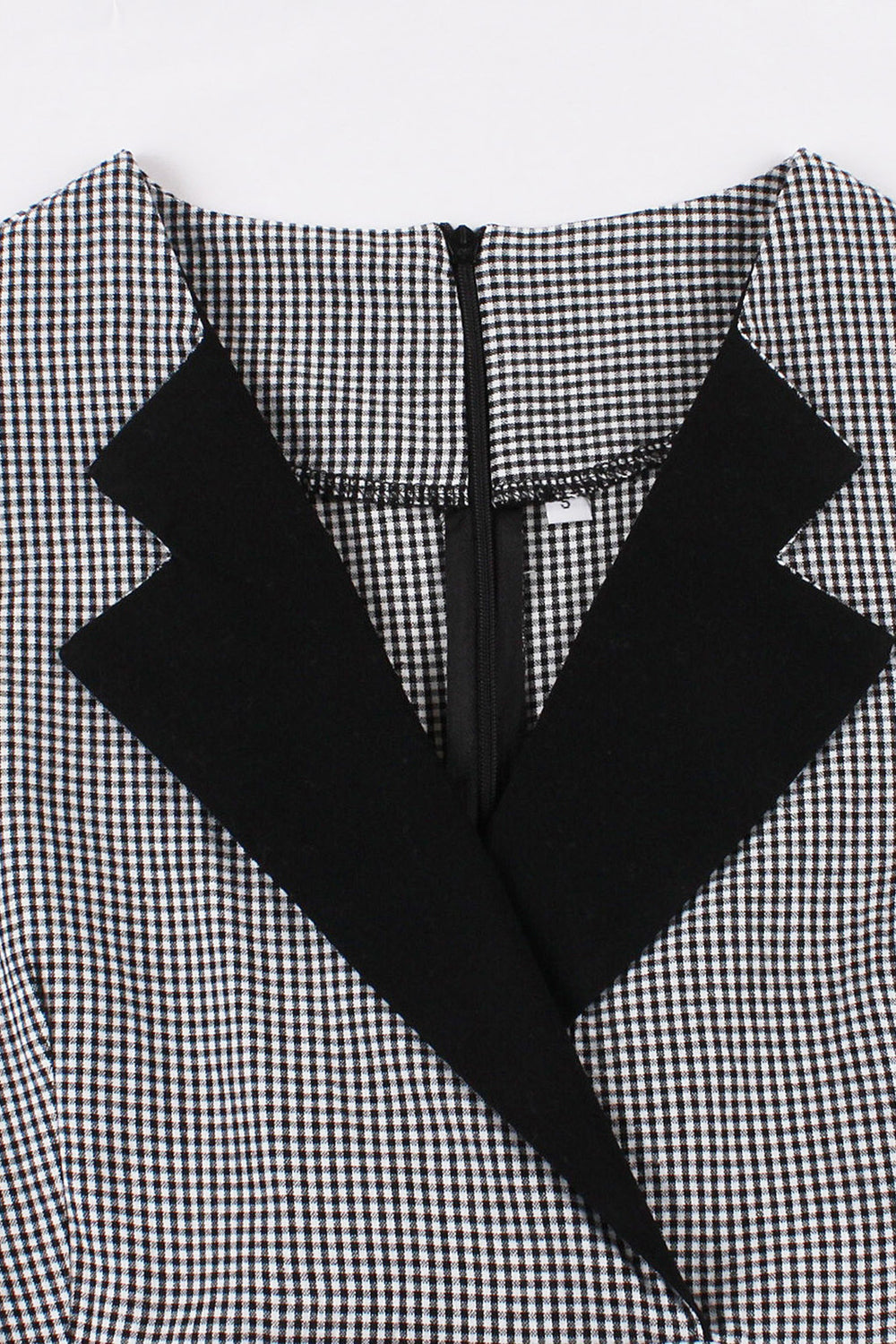 Vestido preto de lapel neck plaid vintage 1950