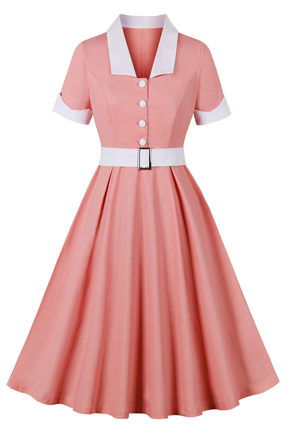 Blush Lapel Neck Uma Linha Vintage Vestido dos anos 1950
