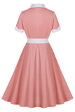 Blush Lapel Neck Uma Linha Vintage Vestido dos anos 1950