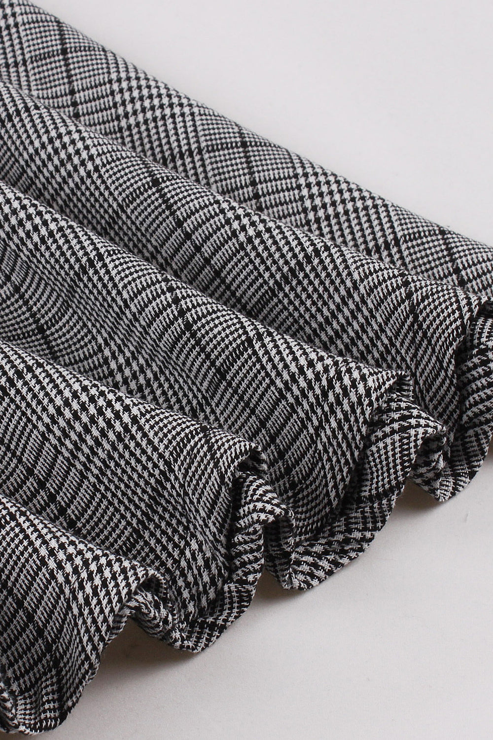 Cinzento xadrez lapela pescoço vintage vestido 1950s