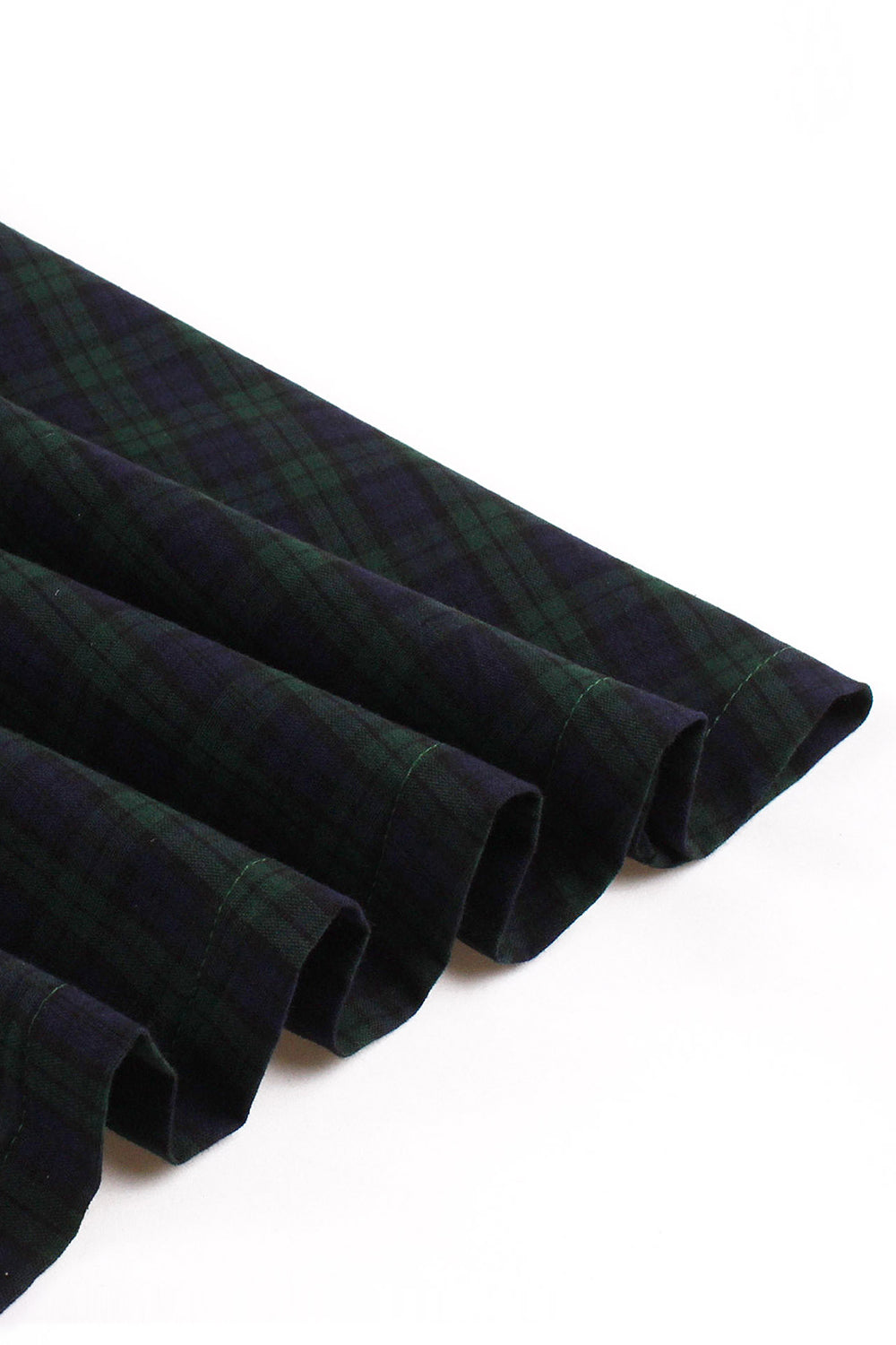 Vestido de cinto xadrez verde marinho dos anos 1950