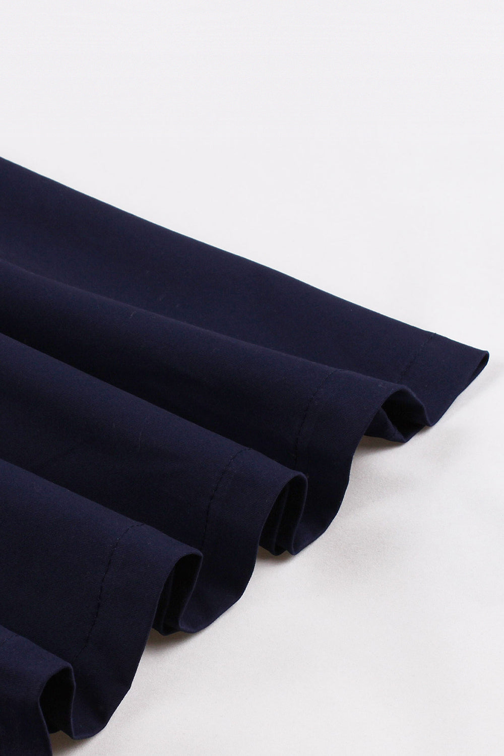 Navy Houndstooth Belted Mangas Longas Vestido dos anos 1950