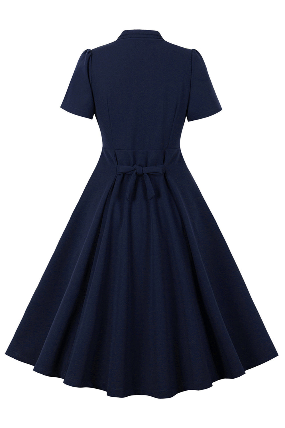 Verde escuro V pescoço único peito 1950s vestido