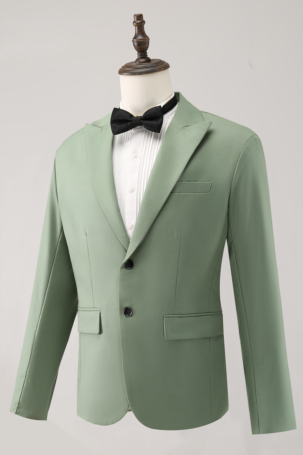 Cinzento Verde 2 Peças Pico Lapela Single Breasted Masculino Prom Suits