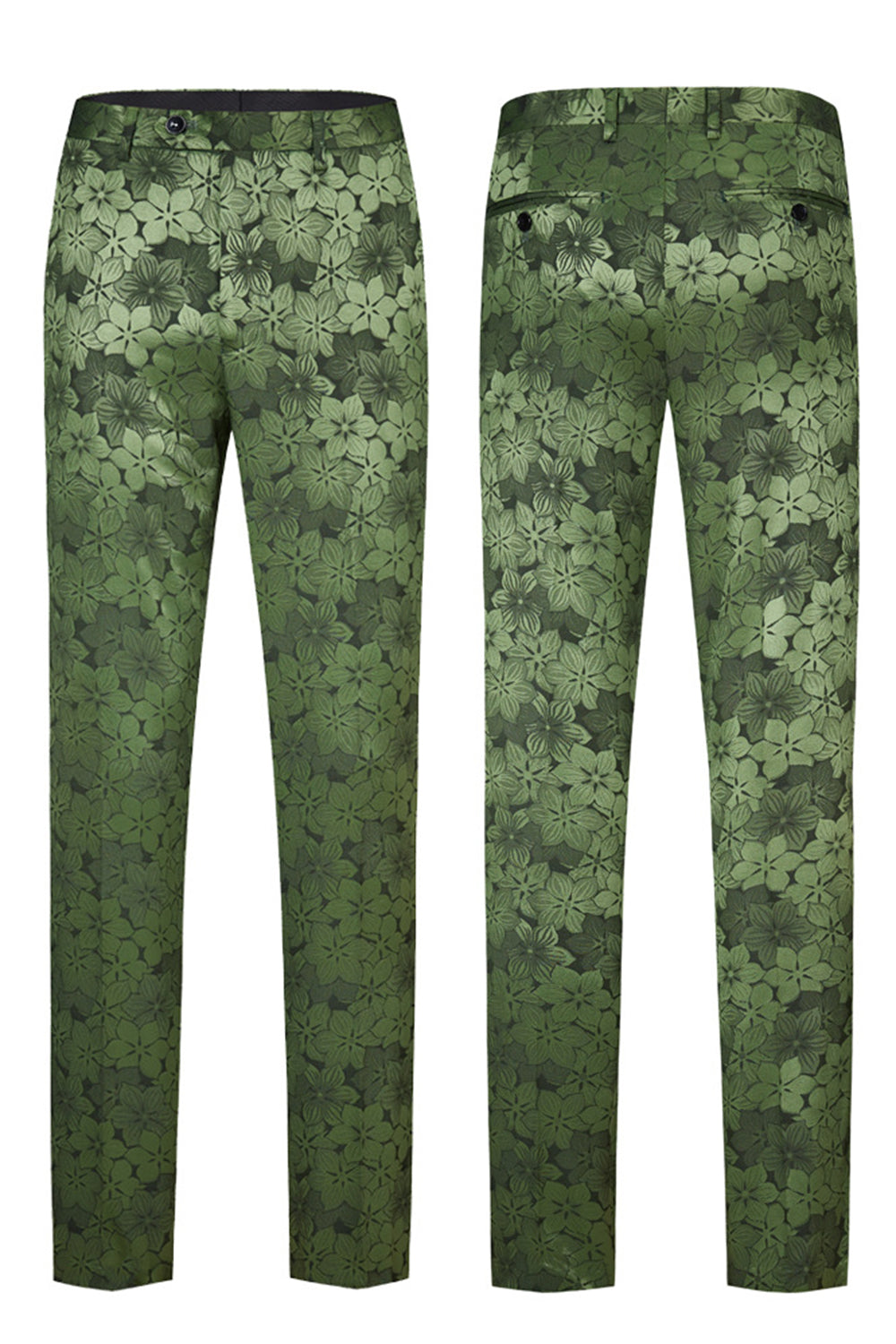 Exército Verde Pico Lapela 2 Peças Masculino Prom Terno com Padrão