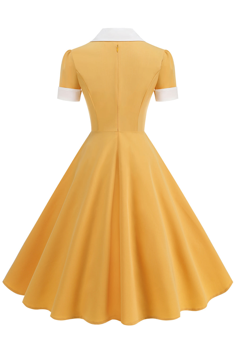 Vestido azul A Line V-Neck dos anos 1950 com mangas curtas