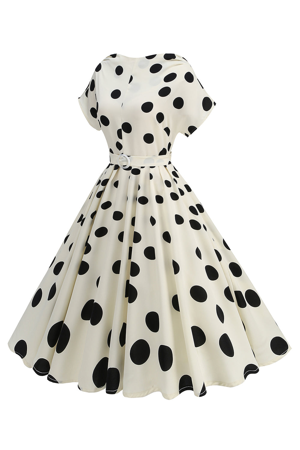 Rosa preta estampada A-Line Boat Neck Midi 1950s vestido