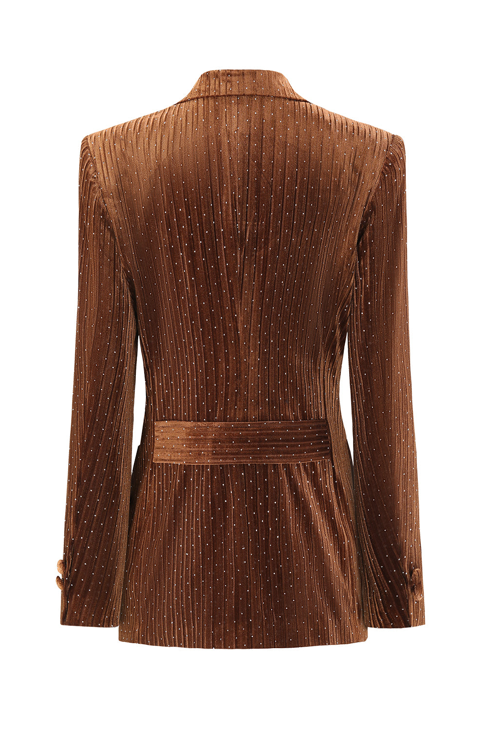 Coffee Dots Velvet Peak Lapela Blazer de peito duplo