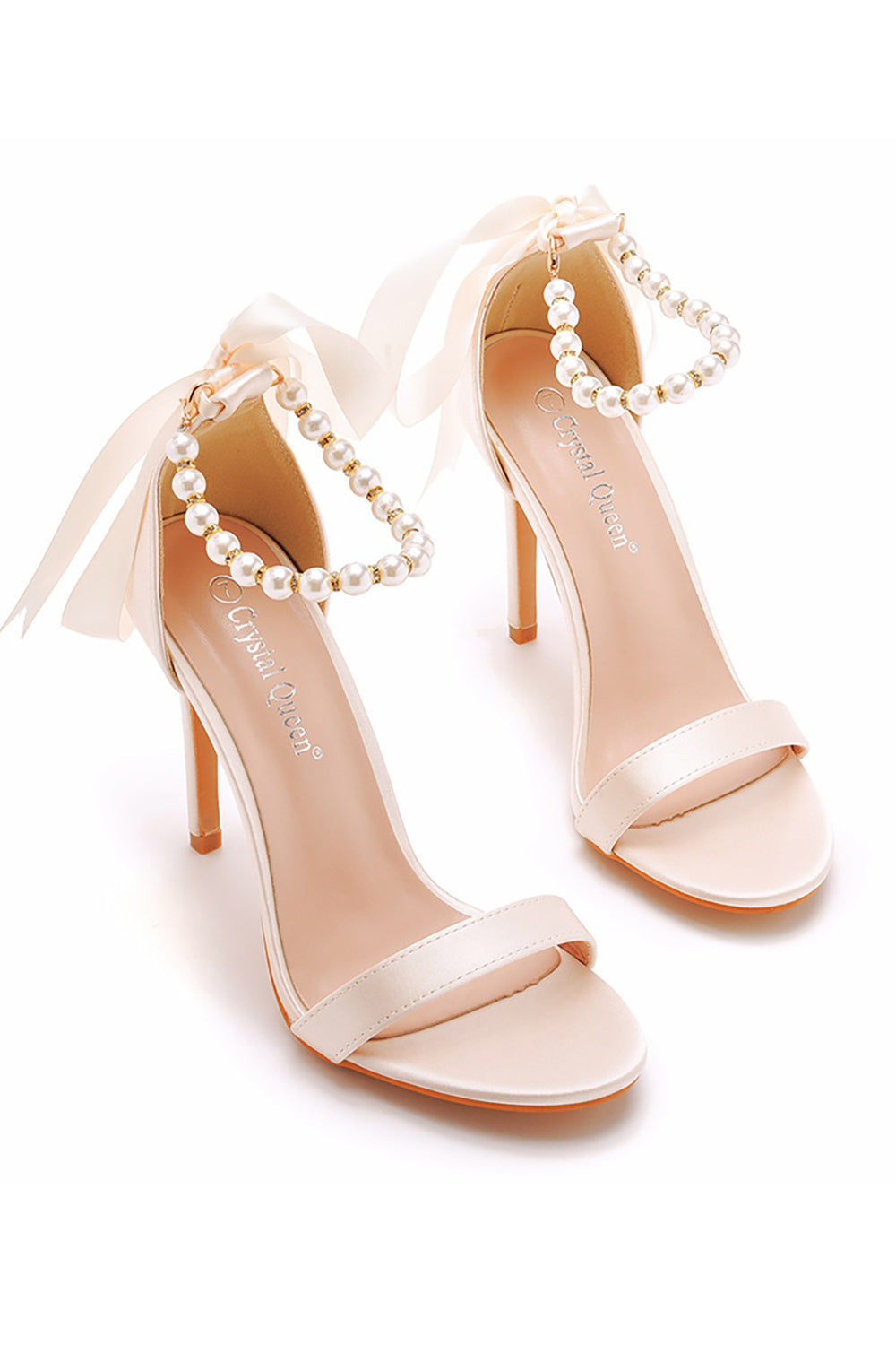 Sandálias Stiletto Faux Pearl Femininas