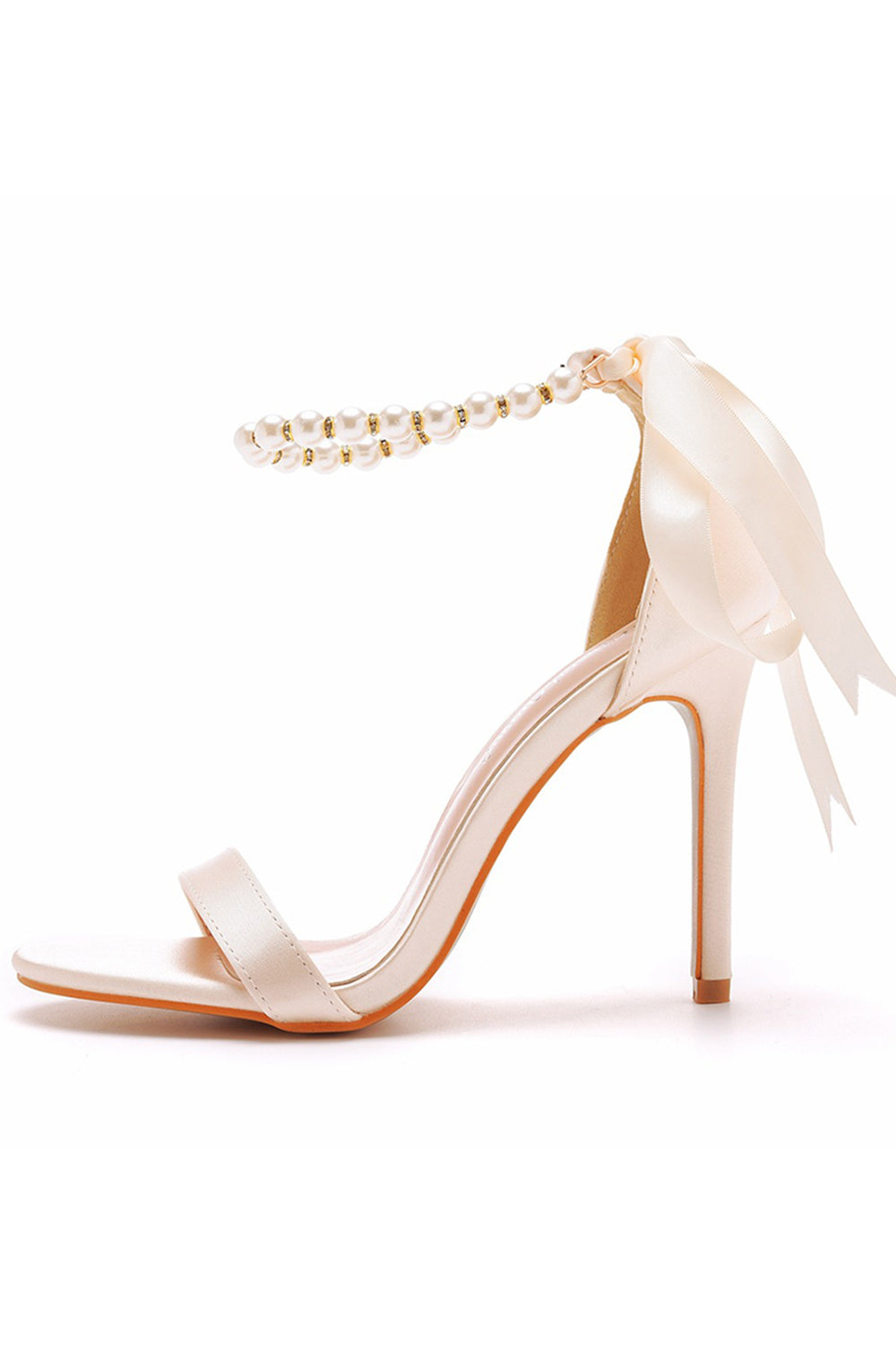 Sandálias Stiletto Faux Pearl Femininas