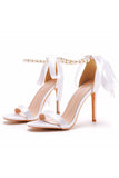 Sandálias Stiletto Faux Pearl Femininas