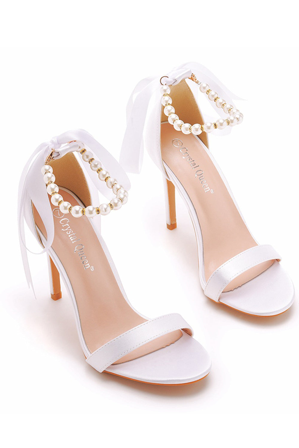 Sandálias Stiletto Faux Pearl Femininas