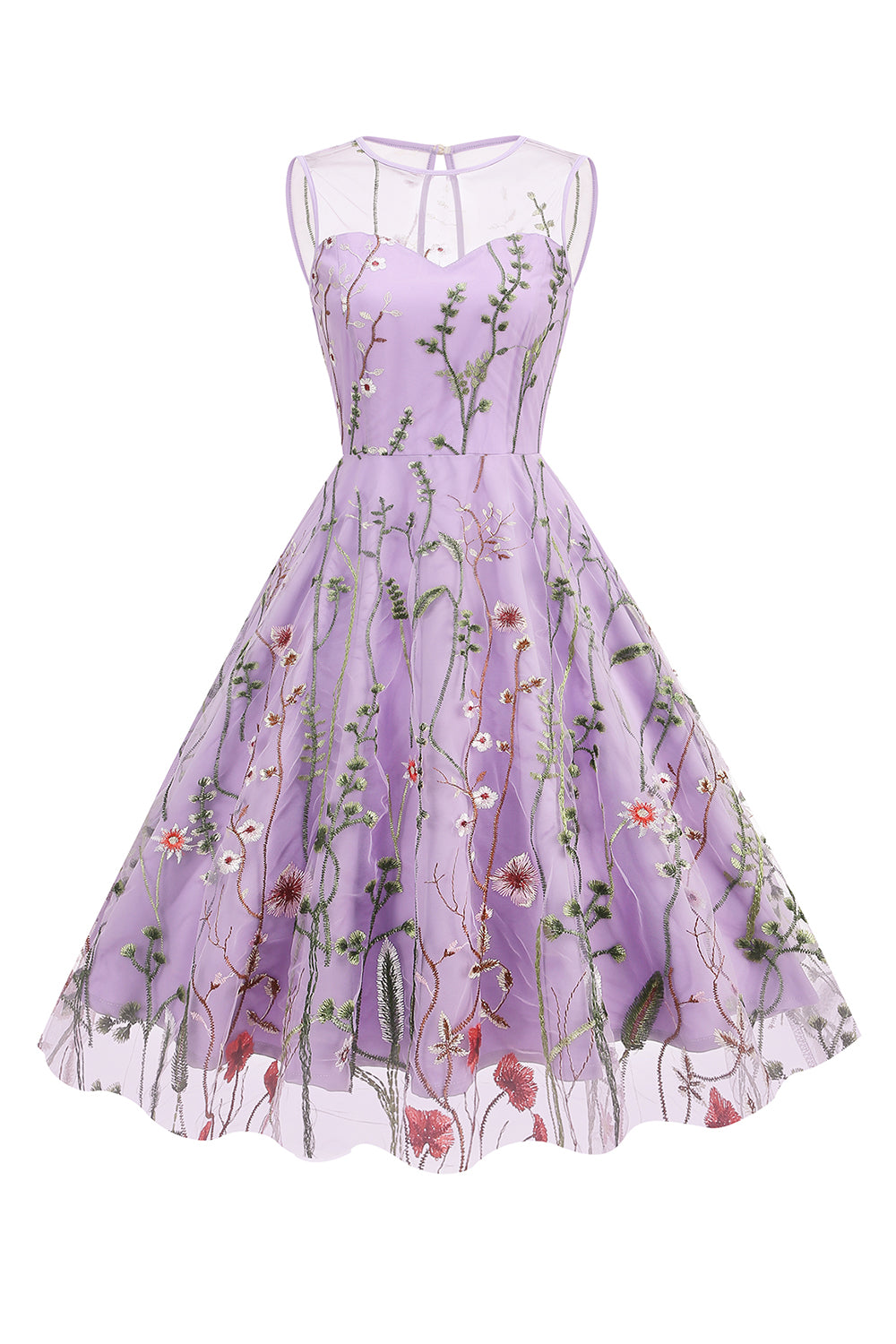 Blush A Line Bateau Neck Mangas Vestido dos anos 1950