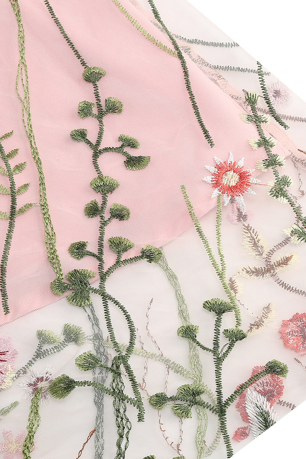 Damasco Uma linha impressa tule 1950s vestido com mangas curtas