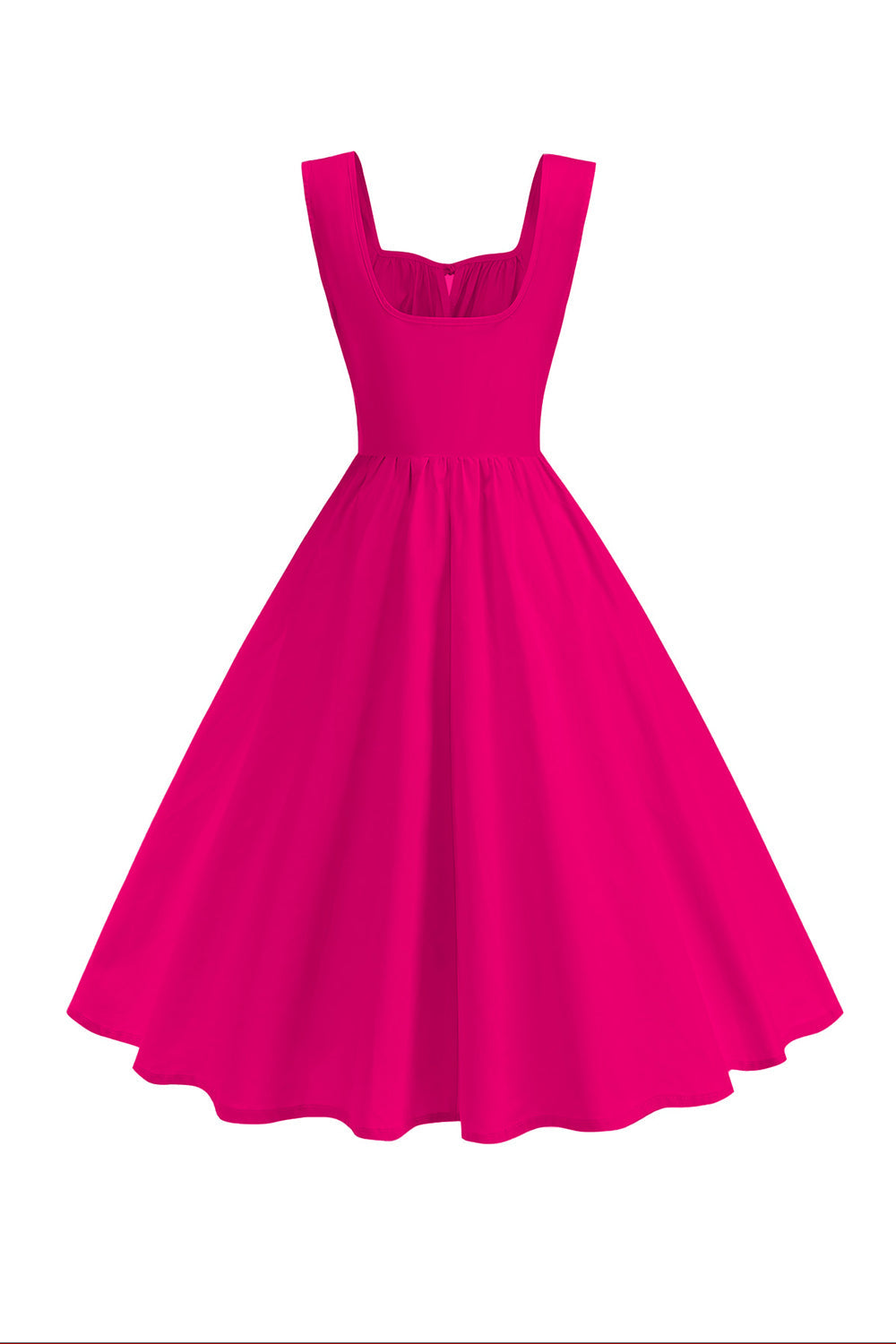 Blue Square Neck A-Line Midi Vestido dos anos 1950