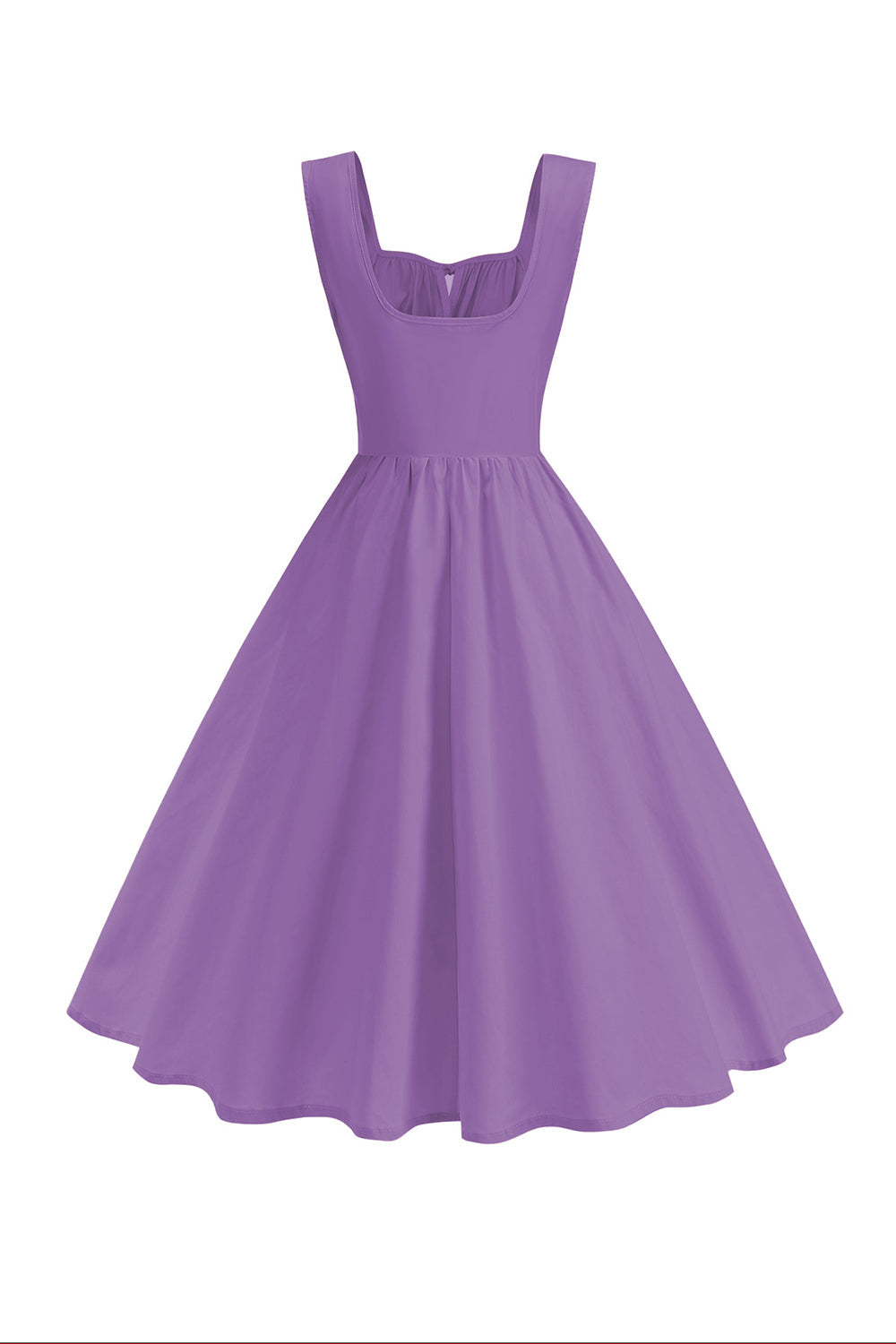 Blue Square Neck A-Line Midi Vestido dos anos 1950