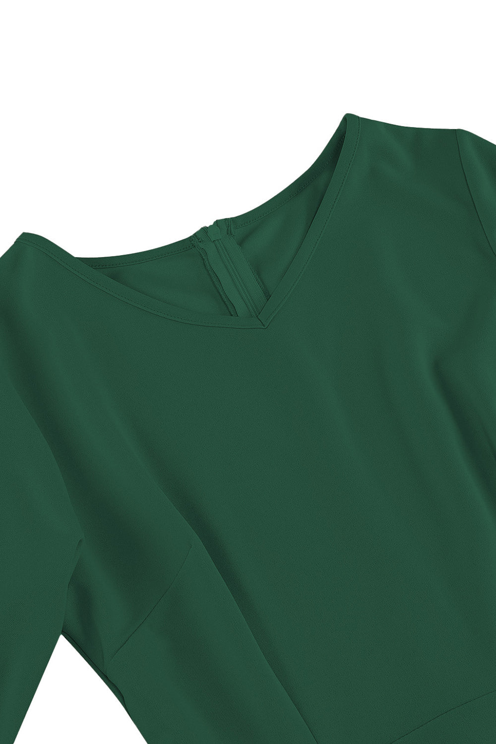 Damasco A-Line V-neck Meia Manga Midi Vestido dos anos 1950