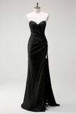 Brilhante querido preto longo vestido de baile de lantejoulas com fenda