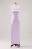 Bainha Lilás Simples Lace-Up Back Vestido Formal