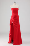 Vestido formal da bainha vermelha com fenda