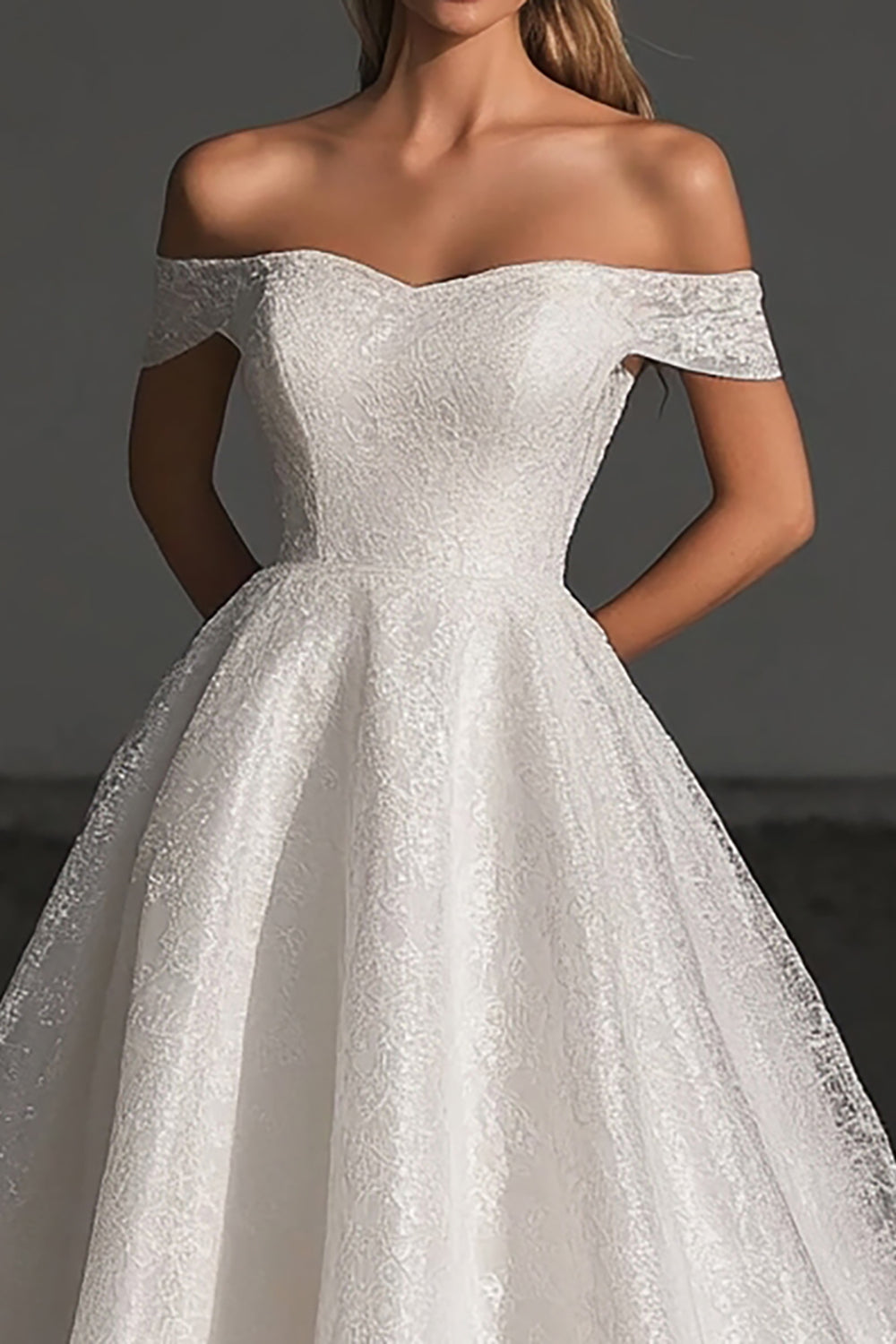 Marfim Sem Ombros Renda De Baile/Princesa Longos Vestido de Noiva