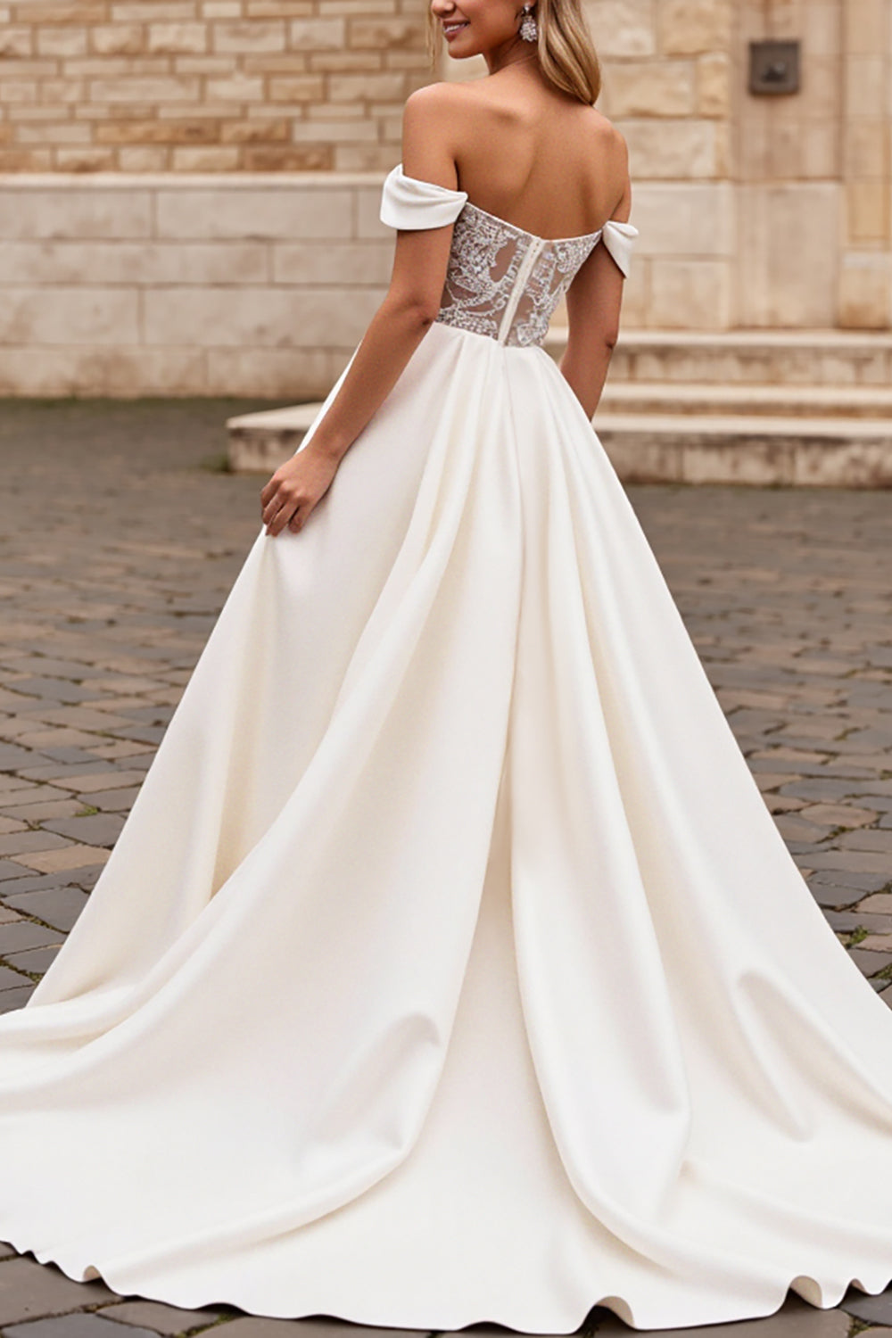Marfim De Baile/Princesa Sweep/Brush Trem Vestidos de Noiva