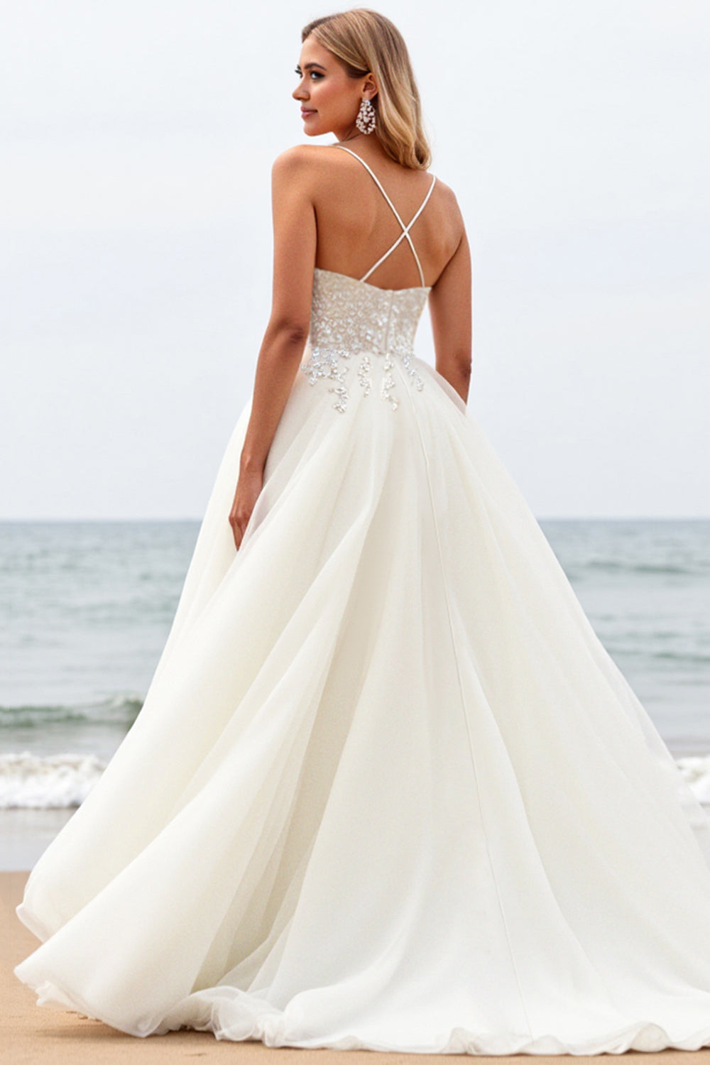 Branco De Baile/Princesa Sem Alças Espartilho Tule Longos Vestido de Noiva