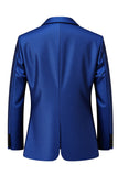 Azul Real Double Breasted 2 Peças Notched Lapel Fato Homem