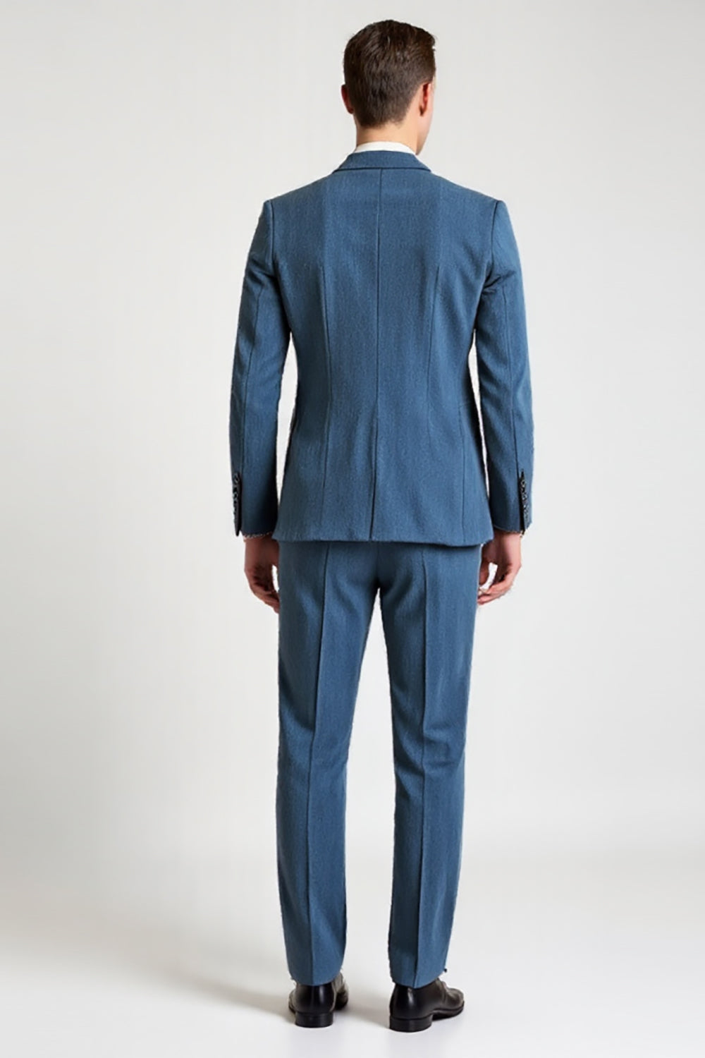 Blue 3 Piece Notched lapela Single Breasted Fato Homem