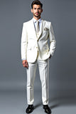 Clássico branco slim fit único peito 3 peças Fatos Formal