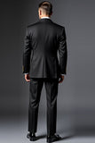 Preto Lapela Peito único 2 Peças Fato Homem