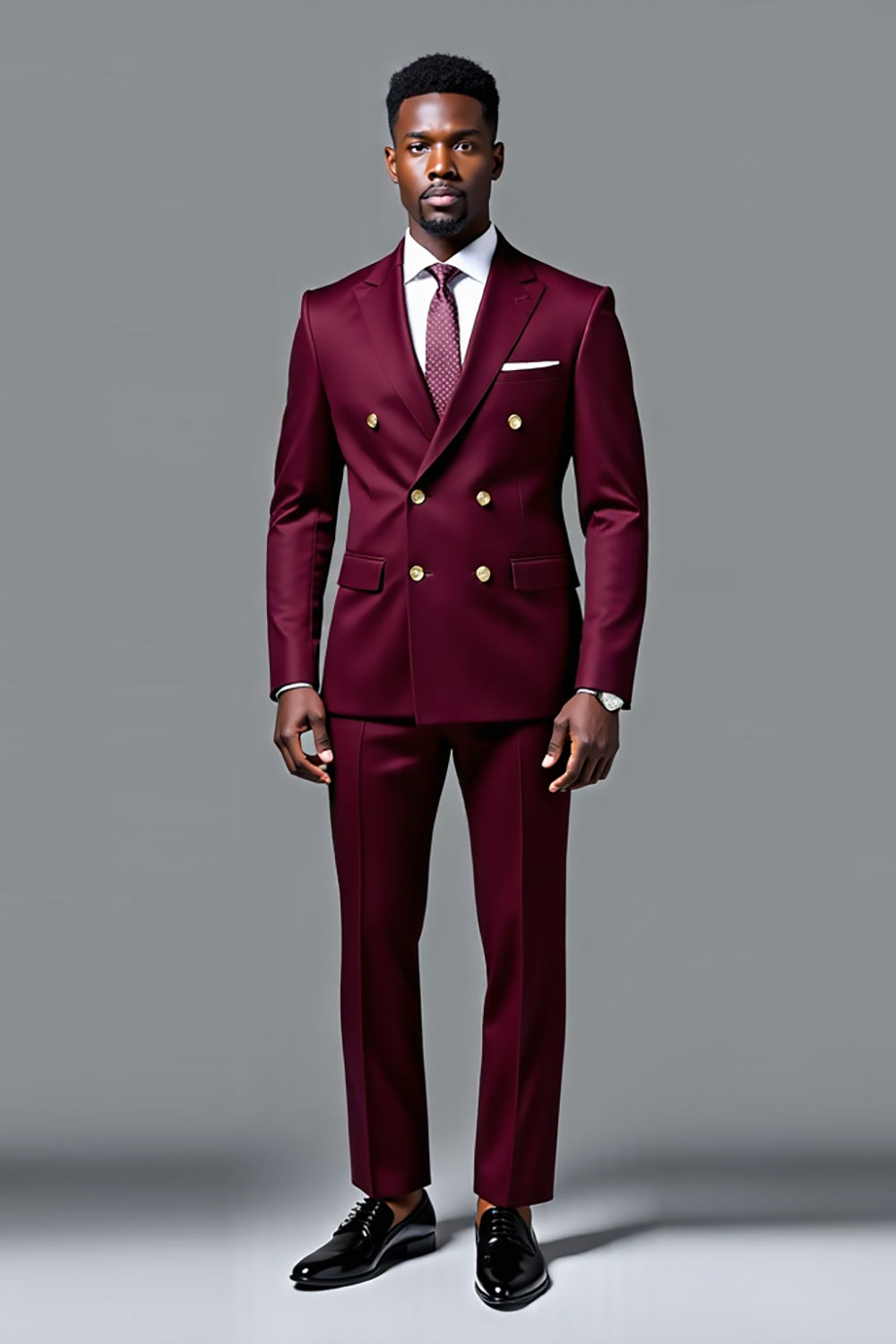 Borgonha Mangas Compridas 2 peças Fato Homem